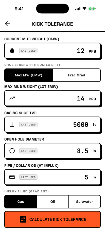 TallyRig input screen with large glove-friendly fields